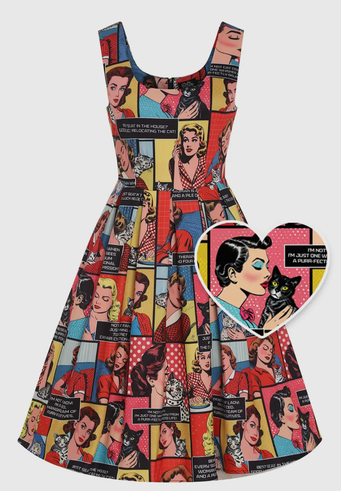 Comic Strip Print Swing Dress