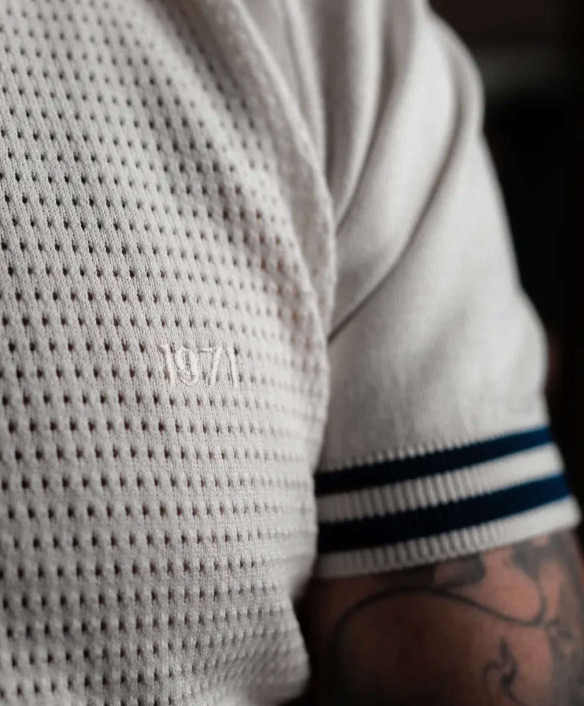 Light Knit Polo. 100% Organic Cotton. Ecru1971