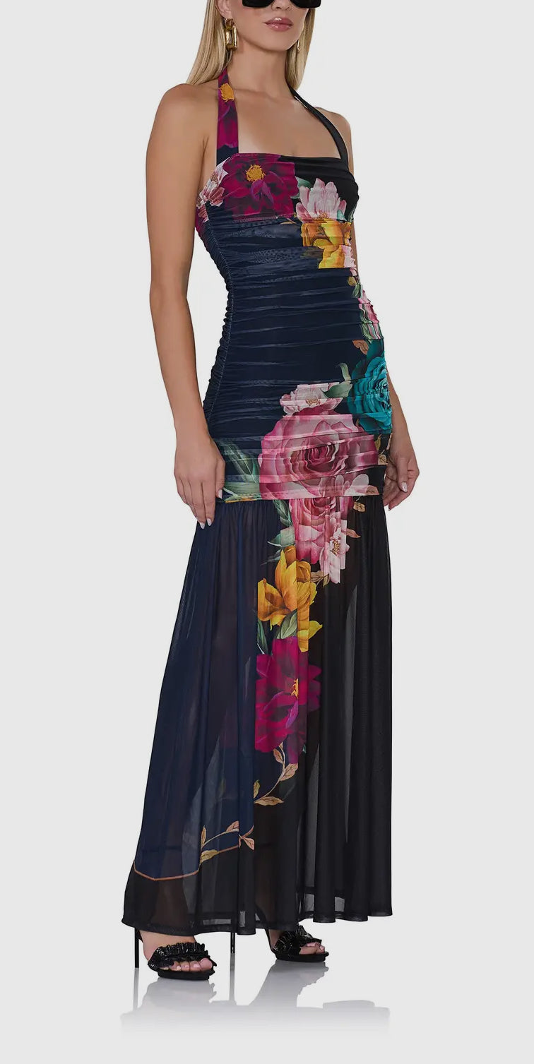 Block Floral Navy Eva Dress.