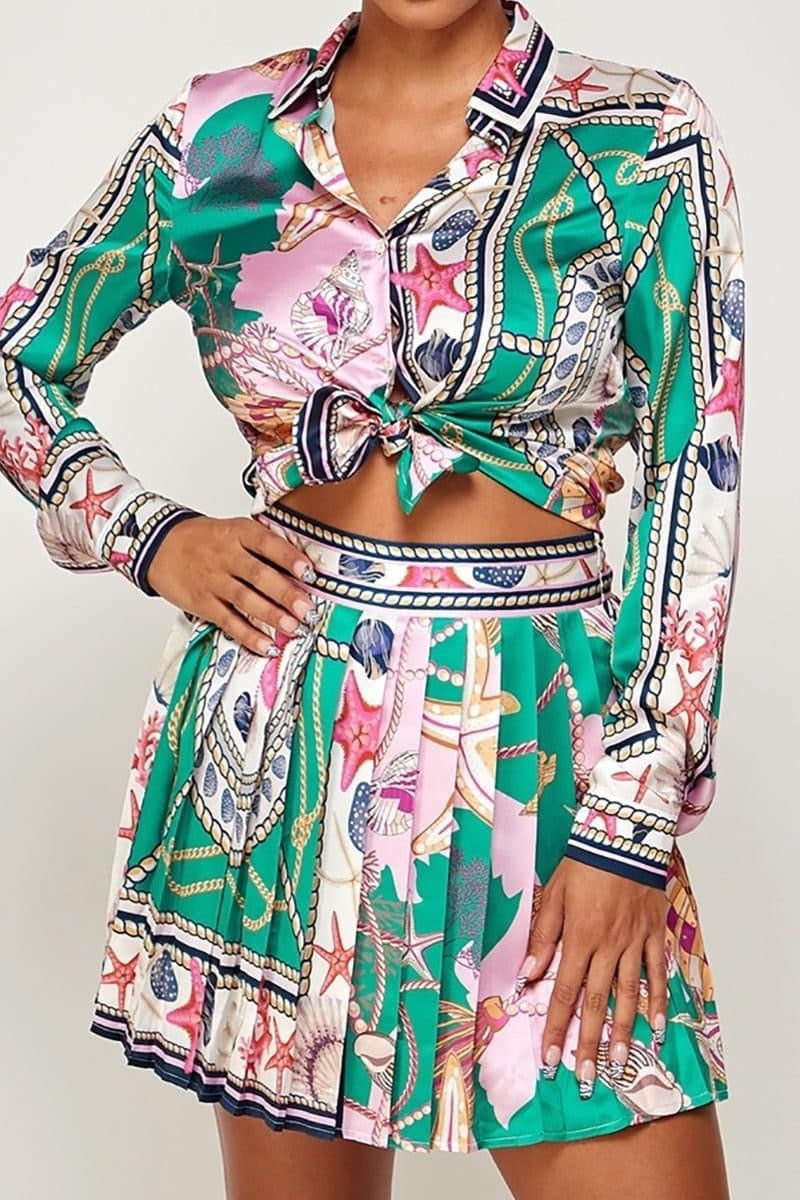 Flow skirt set. Green/multi