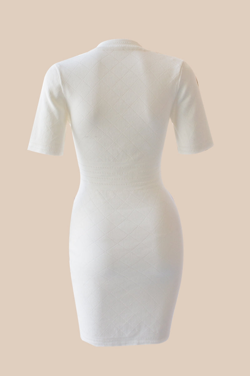 T button bodycon dress. Ivory