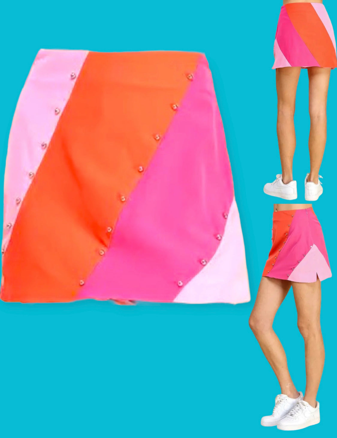 Color Block mini skirt.