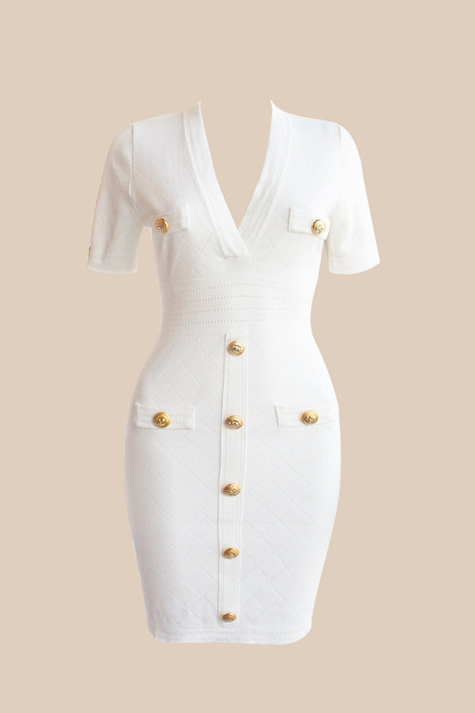 T button bodycon dress. Ivory