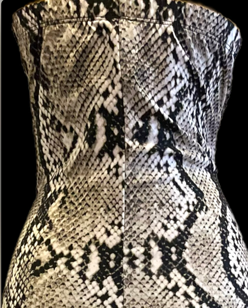 SNAKE PRINT TUBE MAXI DRESS.